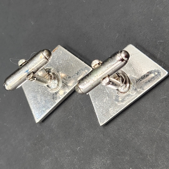 Vintage Anson cufflinks men's silver tone engraved bullet back formal classic - Picture 5 of 6